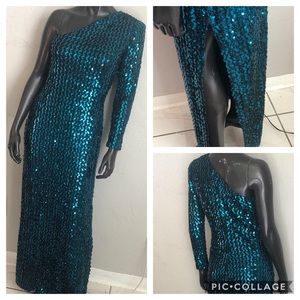 Sequin green Turquoise gown